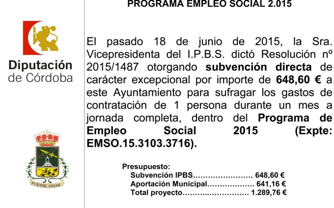 SUBVENCIÓN PROGRAMA EMPLEO SOCIAL 2015 (1) 1