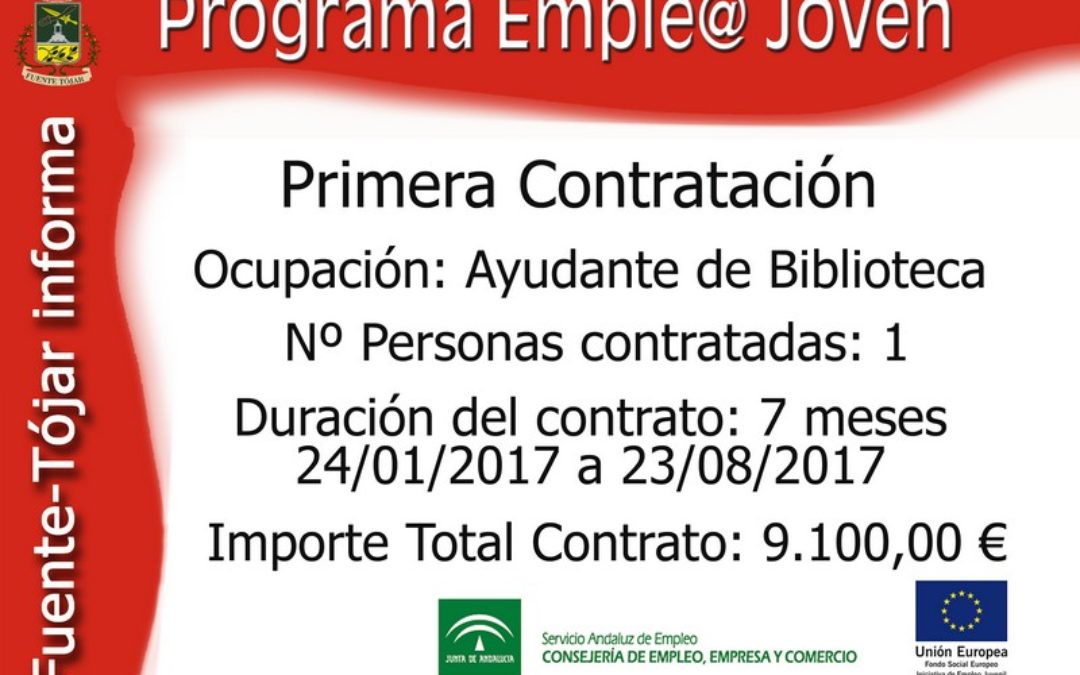 Información sobre la Primera contratación realizada con cargo al Programa Emple@ Joven [Junta Andalucía] 1