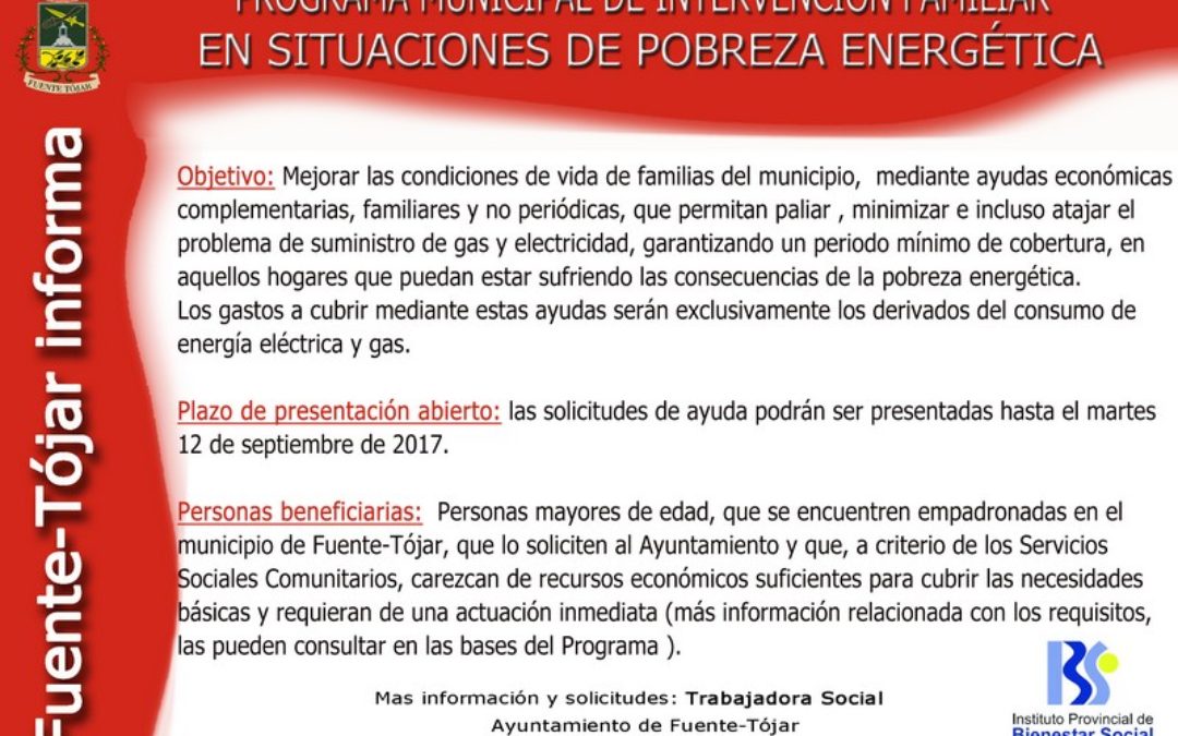 Programa de Intervención Familiar en situaciones de Pobreza Energética del Instituto Provincial de Bienestar Social [Diputación de Córdoba]. 1