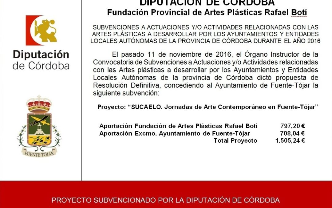 Subvención Fundación Provincial de Artes Plásticas Rafael Botí 2016 [Diputación de Córdoba] 1