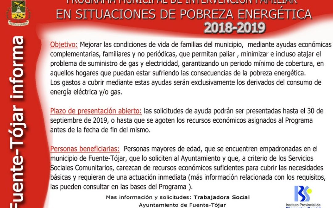 Programa de Intervención Familiar en situaciones de pobreza energética 2018-2019 1