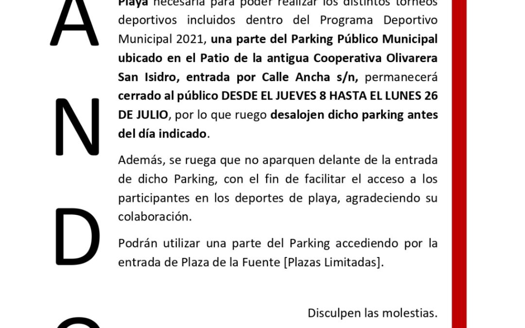 Instalación de Pista de Fútbol y Voley Playa en Parking Público Municipal 1