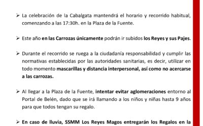 Comunicado Oficial sobre la celebración de la Cabalgata de SSMM Los Reyes Magos de Oriente