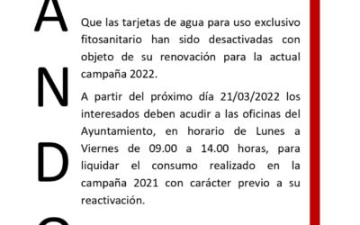 Renovación tarjetas de agua