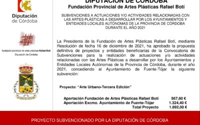 El Ayuntamiento recibe una subvención de la Fundación Botí para el Proyecto Arte Urbano-Tercera Edición 2021