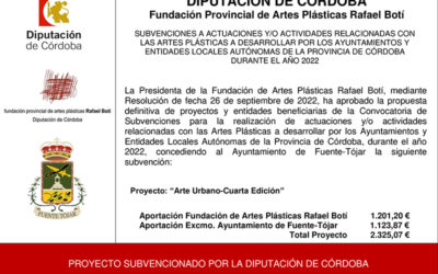 El Ayuntamiento recibe una subvención de la Fundación Rafael Botí para el desarrollo del Proyecto de Arte Urbano Cuarta Edición