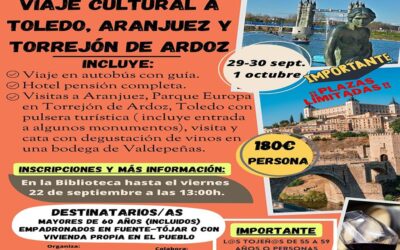 Abiertas hasta este viernes las inscripciones para el Viaje Cultural a Toledo, Aranjuez y Torrejón de Ardoz