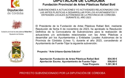 El Ayuntamiento recibe una Subvención de la Fundación Provincial de Artes Plásticas Rafael Botí 2023